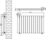 Flat Single Column Radiator & Valves  600mm x 910mm  Black