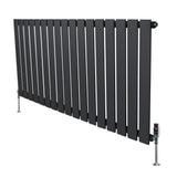 Flat Single Column Radiator & Valves  600mm x 1190mm  Anthracite Grey
