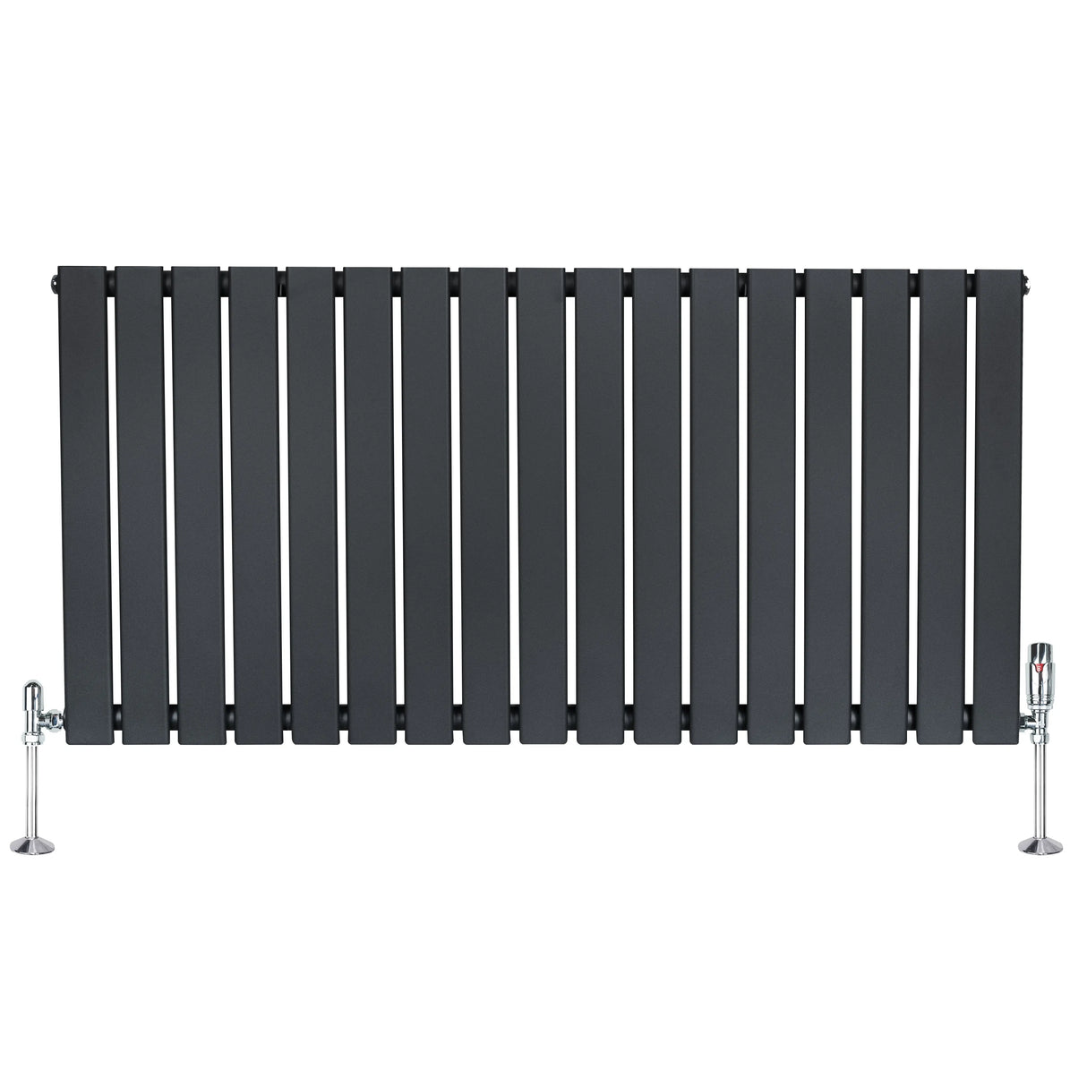 Flat Single Column Radiator & Valves  600mm x 1190mm  Anthracite Grey