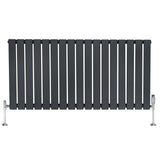 Flat Single Column Radiator & Valves  600mm x 1190mm  Anthracite Grey