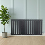 Flat Single Column Radiator & Valves  600mm x 1190mm  Anthracite Grey
