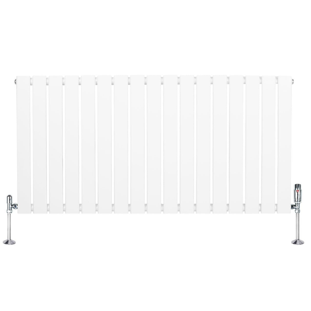 Flat Single Column Radiator & Valves  600mm x 1190mm  White