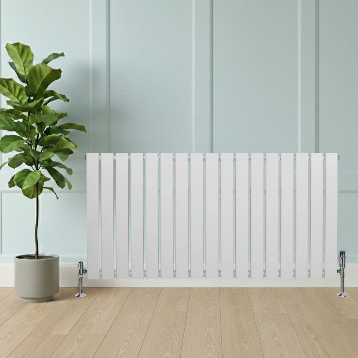 Flat Single Column Radiator & Valves  600mm x 1190mm  White