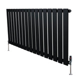 Flat Single Column Radiator & Valves  600mm x 1190mm  Black