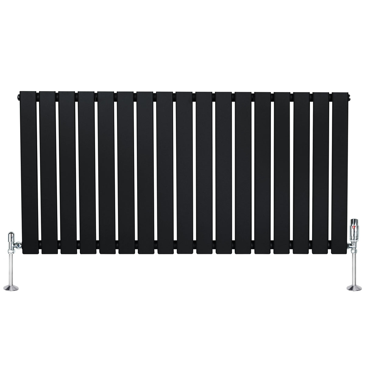 Flat Single Column Radiator & Valves  600mm x 1190mm  Black