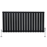 Flat Single Column Radiator & Valves  600mm x 1190mm  Black