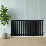 Flat Single Column Radiator & Valves  600mm x 1190mm  Black