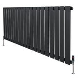 Flat Single Column Radiator & Valves  600mm x 1400mm  Anthracite Grey