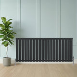Flat Single Column Radiator & Valves  600mm x 1400mm  Anthracite Grey