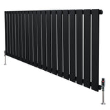 Flat Single Column Radiator & Valves  600mm x 1400mm  Black