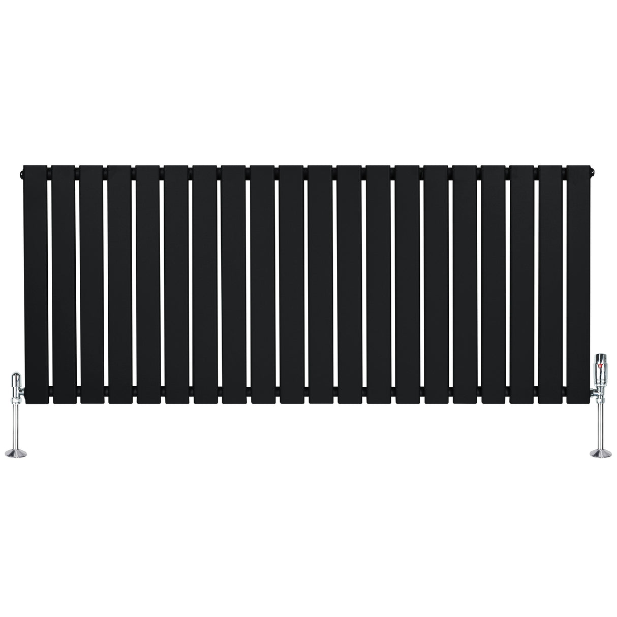 Flat Single Column Radiator & Valves  600mm x 1400mm  Black