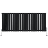 Flat Single Column Radiator & Valves  600mm x 1400mm  Black