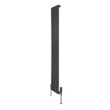 Flat Single Column Radiator & Valves  1600mm x 280mm  Anthracite Grey