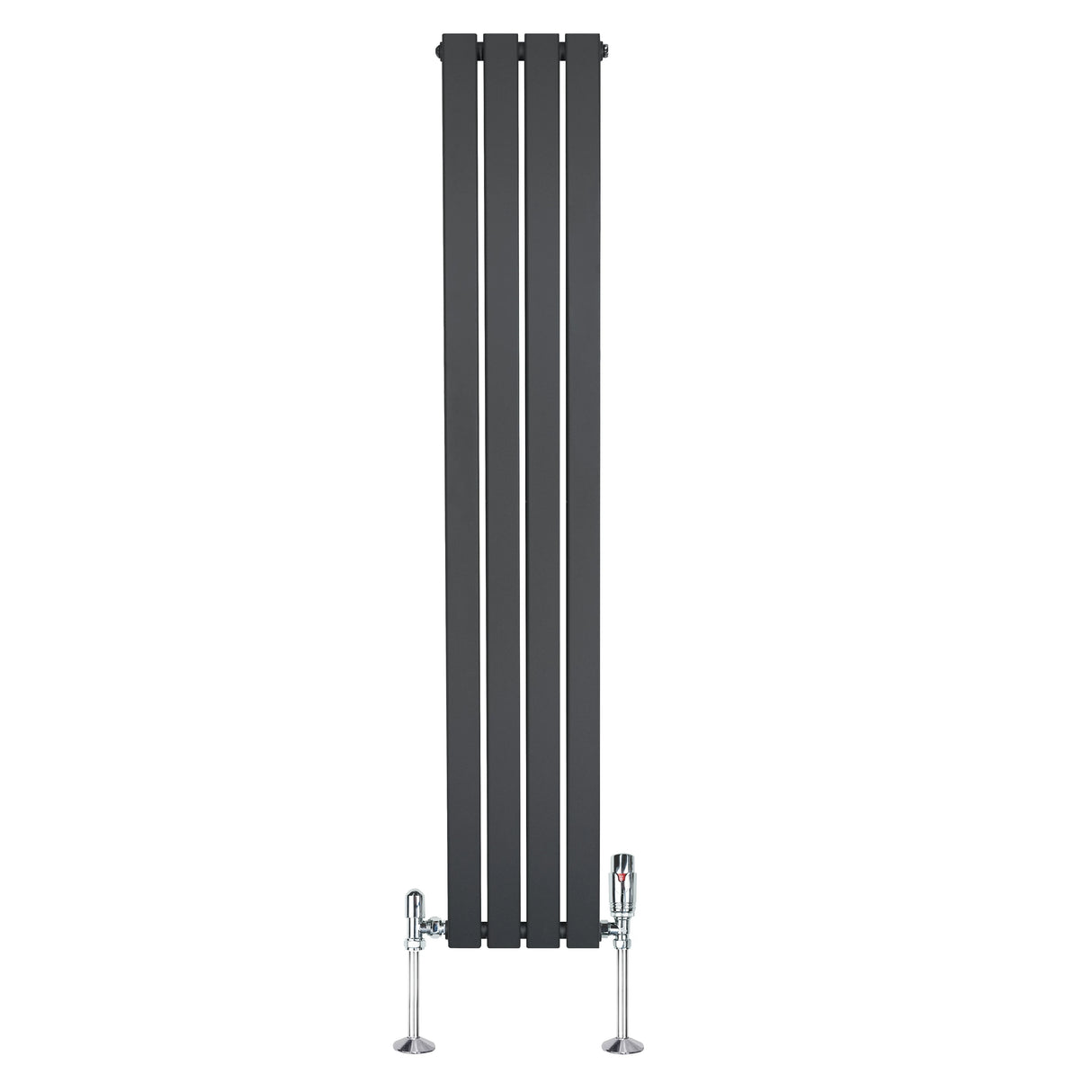 Flat Single Column Radiator & Valves  1600mm x 280mm  Anthracite Grey