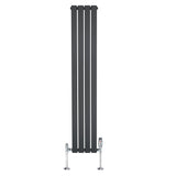 Flat Single Column Radiator & Valves  1600mm x 280mm  Anthracite Grey