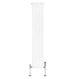 Flat Single Column Radiator & Valves  1600mm x 280mm  White