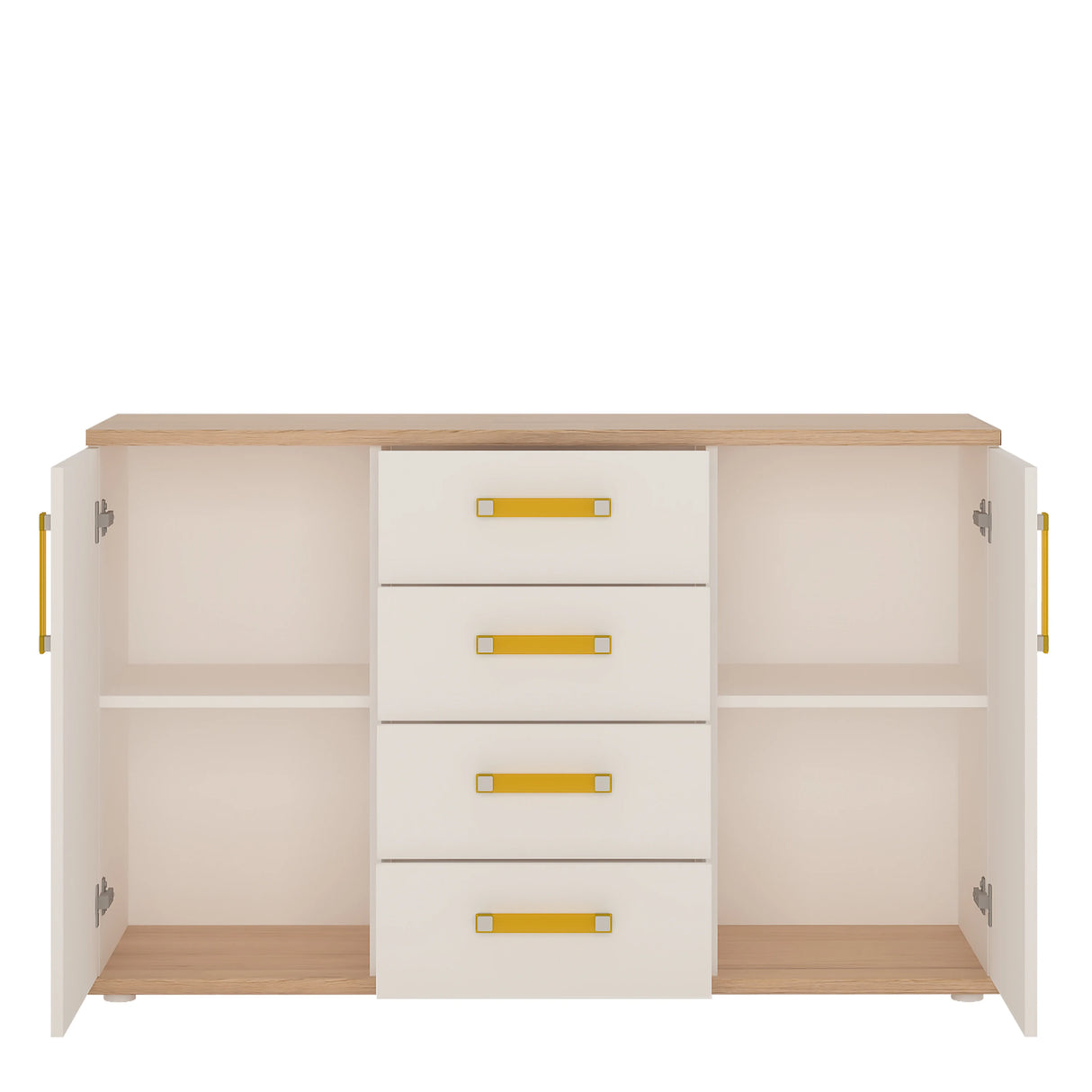 4KIDS 2 Door 4 Drawer Sideboard with Orange Handles