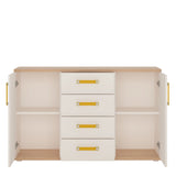 4KIDS 2 Door 4 Drawer Sideboard with Orange Handles