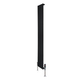 Flat Single Column Radiator & Valves  1600mm x 280mm  Black