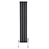 Flat Single Column Radiator & Valves  1600mm x 280mm  Black