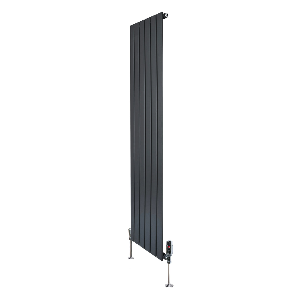 Flat Single Column Radiator & Valves  1600mm x 420mm  Anthracite Grey