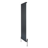 Flat Single Column Radiator & Valves  1600mm x 420mm  Anthracite Grey