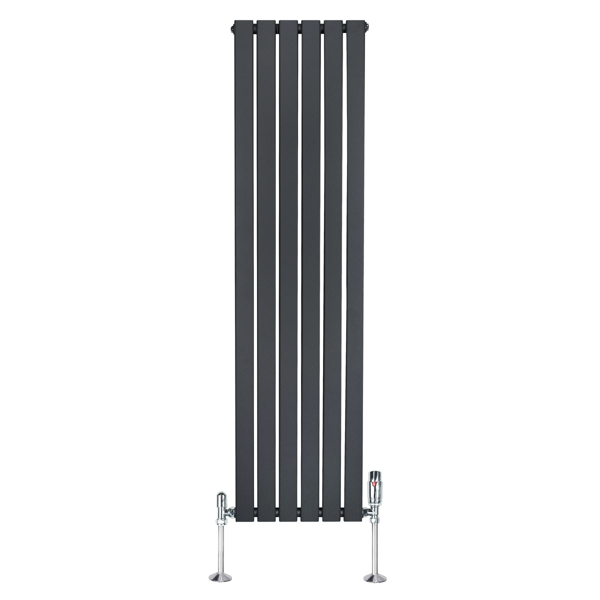Flat Single Column Radiator & Valves  1600mm x 420mm  Anthracite Grey