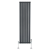 Flat Single Column Radiator & Valves  1600mm x 420mm  Anthracite Grey