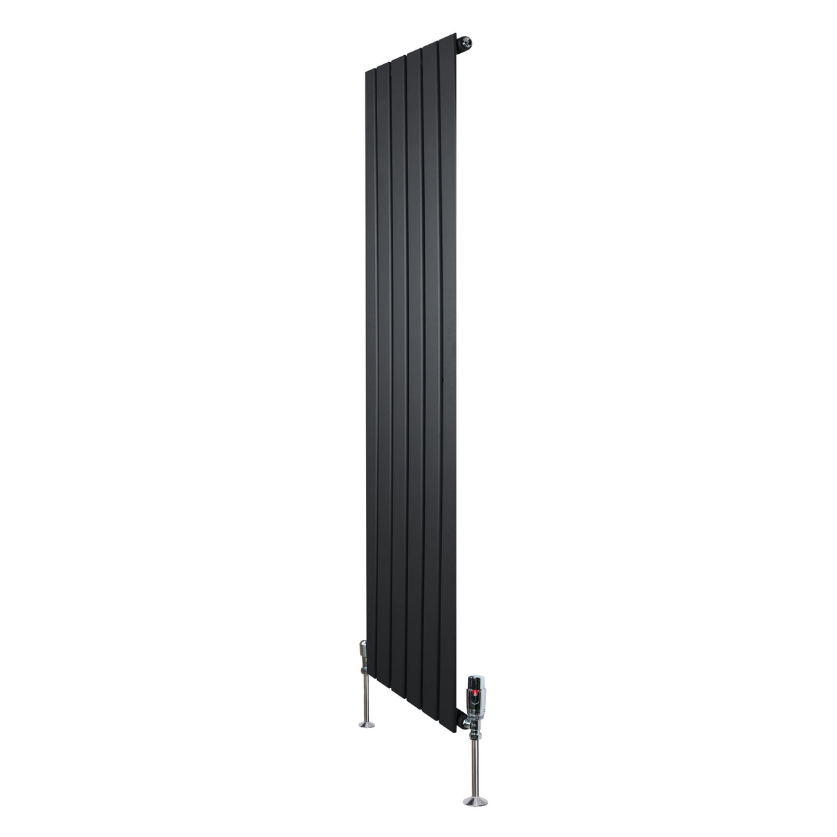 Flat Single Column Radiator & Valves  1600mm x 420mm  Black