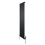 Flat Single Column Radiator & Valves  1600mm x 420mm  Black