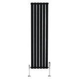 Flat Single Column Radiator & Valves  1600mm x 420mm  Black