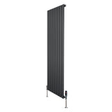 Flat Single Column Radiator & Valves  1600mm x 560mm  Anthracite Grey