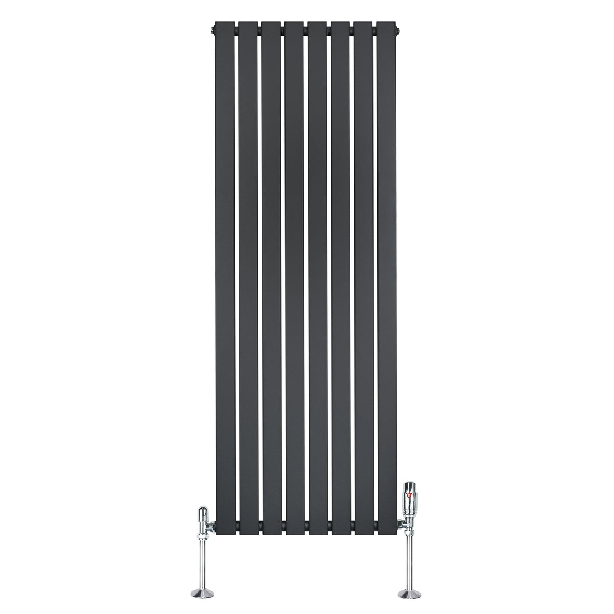 Flat Single Column Radiator & Valves  1600mm x 560mm  Anthracite Grey