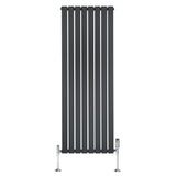 Flat Single Column Radiator & Valves  1600mm x 560mm  Anthracite Grey