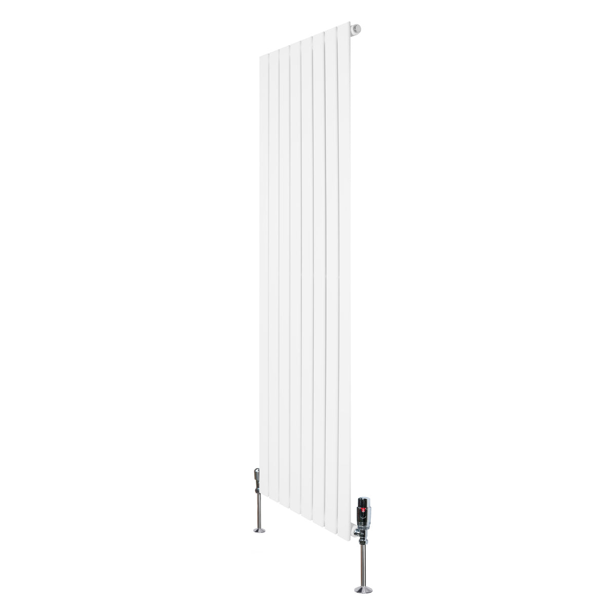 Flat Single Column Radiator & Valves  1600mm x 560mm  White