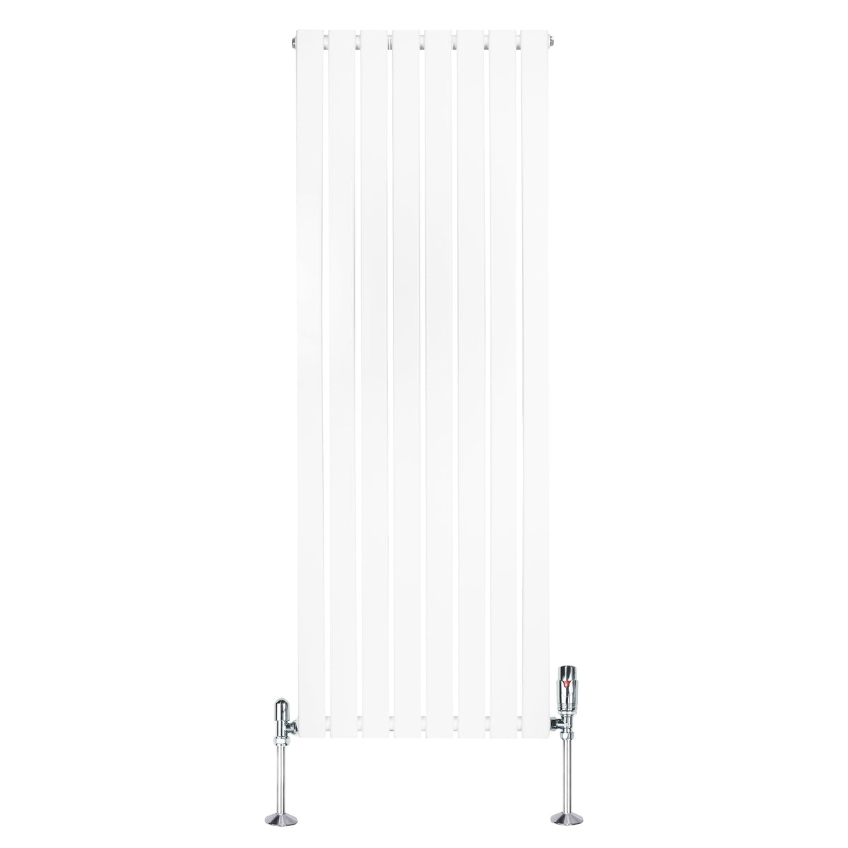 Flat Single Column Radiator & Valves  1600mm x 560mm  White