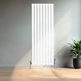 Flat Single Column Radiator & Valves  1600mm x 560mm  White