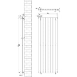 Flat Single Column Radiator & Valves  1600mm x 560mm  White