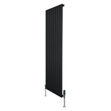 Flat Single Column Radiator & Valves  1600mm x 560mm  Black