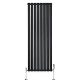 Flat Single Column Radiator & Valves  1600mm x 560mm  Black