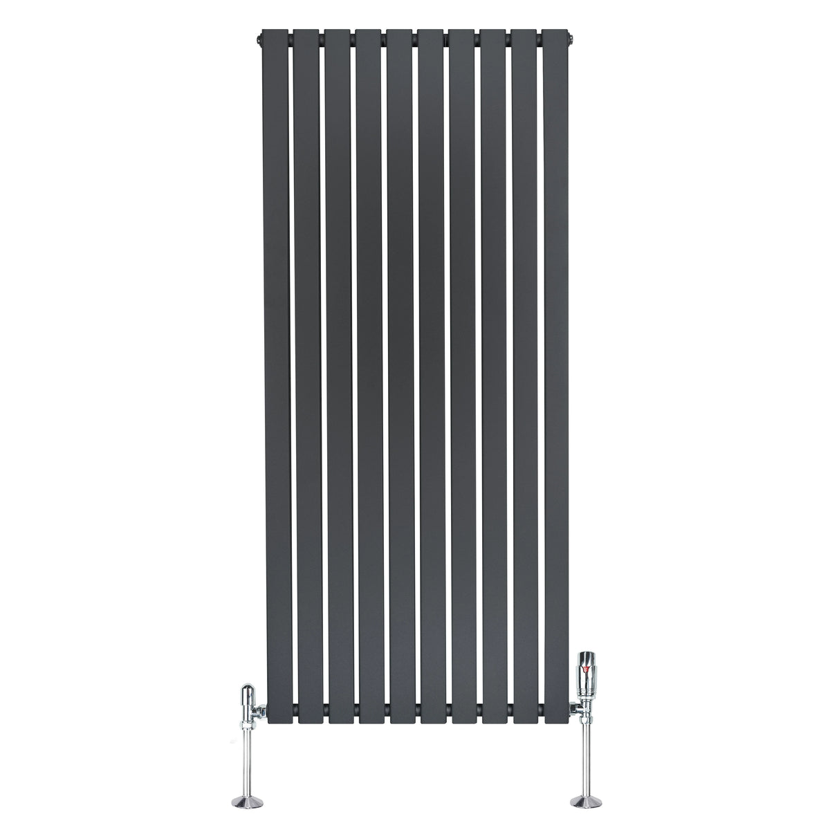 Flat Single Column Radiator  1600mm x 700mm & Valves  Anthracite Grey