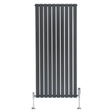 Flat Single Column Radiator  1600mm x 700mm & Valves  Anthracite Grey
