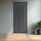 Flat Single Column Radiator  1600mm x 700mm & Valves  Anthracite Grey