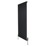 Flat Single Column Radiator  1600mm x 700mm & Valves  Black