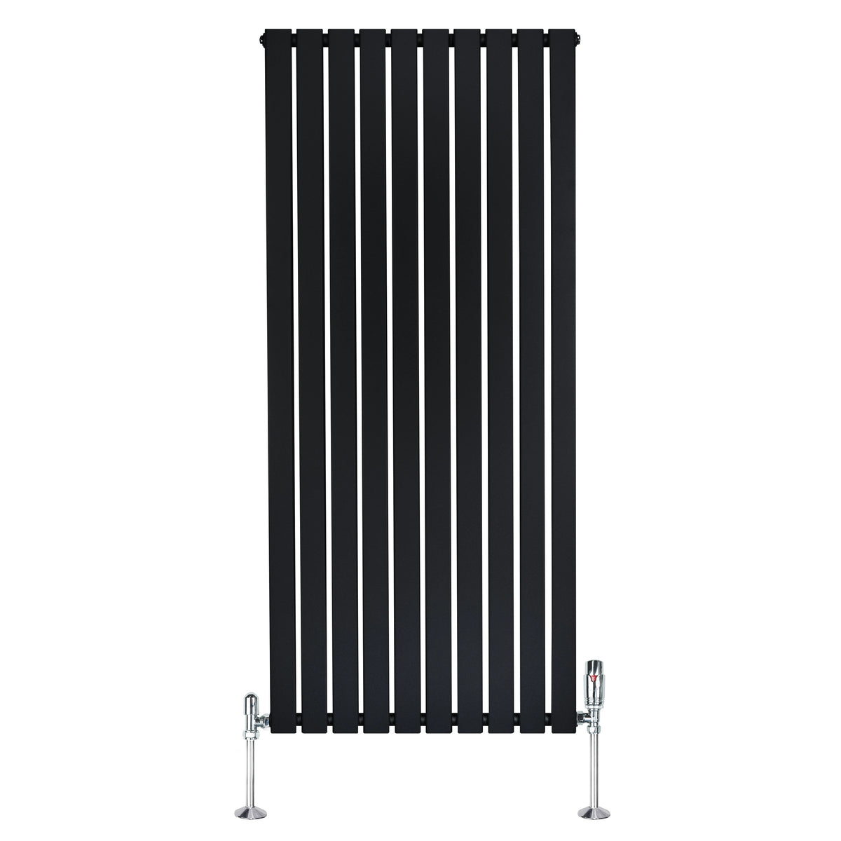 Flat Single Column Radiator  1600mm x 700mm & Valves  Black