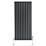 Flat Single Column Radiator  1600mm x 700mm & Valves  Black