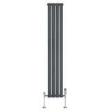 Flat Single Column Radiator & Valves  1800mm x 280mm  Anthracite Grey