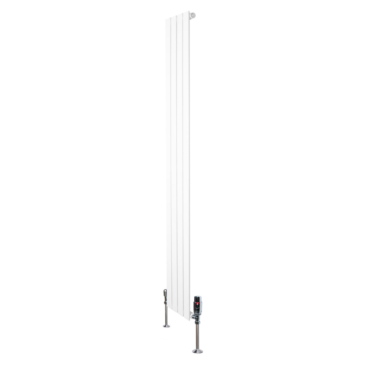 Flat Single Column Radiator & Valves  1800mm x 280mm  White