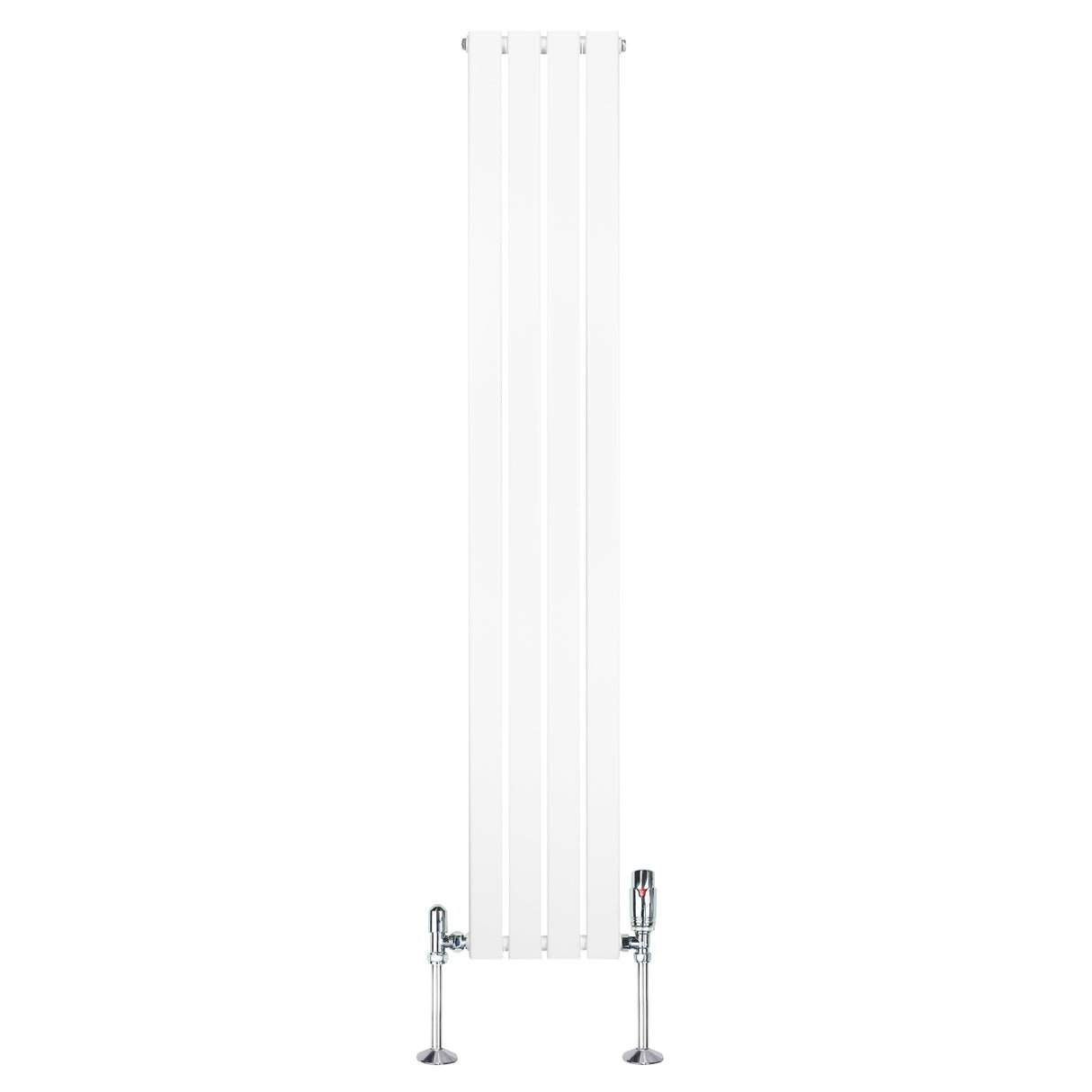 Flat Single Column Radiator & Valves  1800mm x 280mm  White