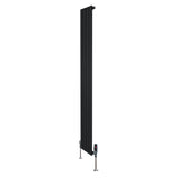Flat Single Column Radiator & Valves  1800mm x 280mm  Black